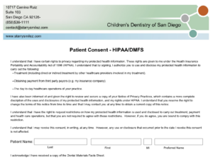 Patient Consent, HIPAA/DMFS